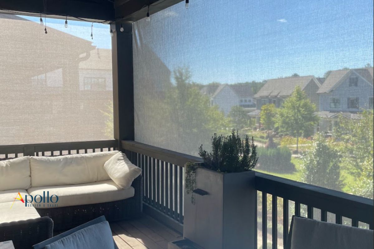 Apollo's Motorized Patio Shades Inside View.